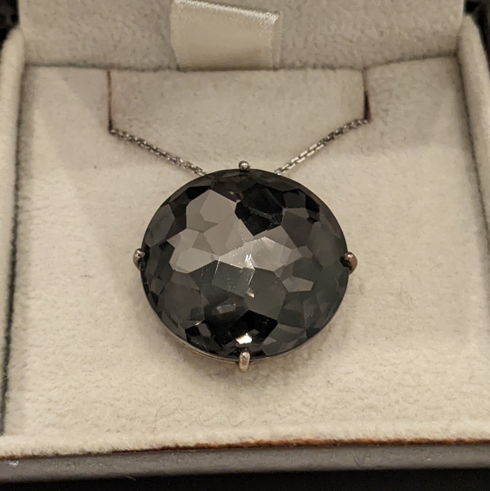 Suzanne Kalan Sterling Silver 20mm Round-Cut 16.5 cttw Black Spinel Pendant Neck